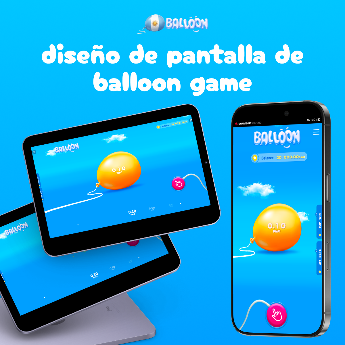 Pantalla de Balloon Game con multiplicador